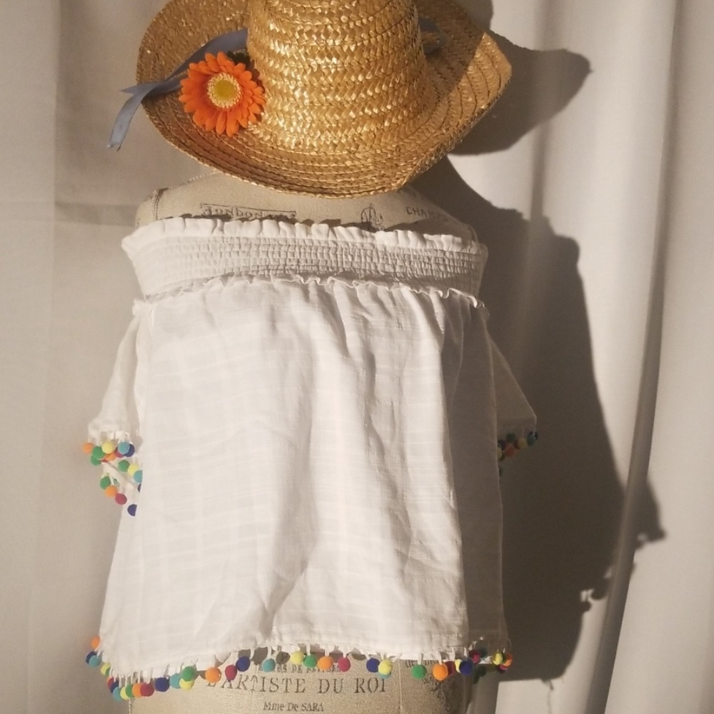 New over the should white blouse